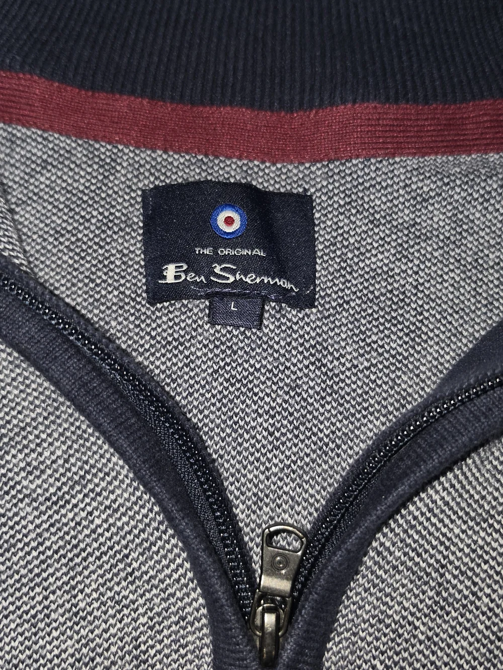 Ben Sherman Men's Zip-Neck Sweater in Navy and Heather Gray